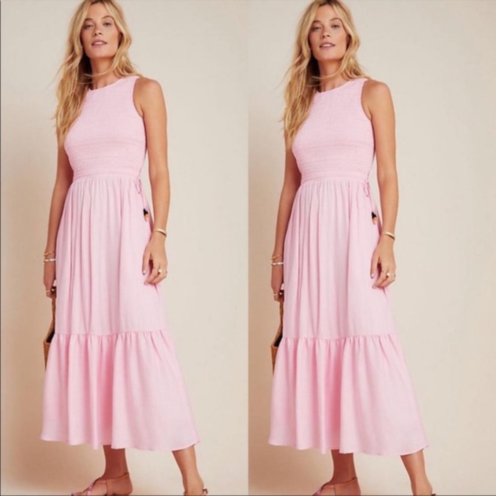 Elegant Pink Sleeveless Maxi Dress Women's Size Petite Small
